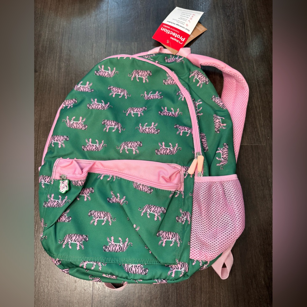 Pep Rally Green and Pink Tiger Print Backpack and Lunch Tote